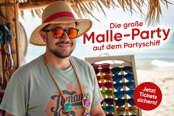 Brillenverkäufer auf der Mallorca-Bootsparty in Hamburg Ihr braucht Sonnenbrillen? Dann kommt zur Mallorca-Party nach Hamburg!