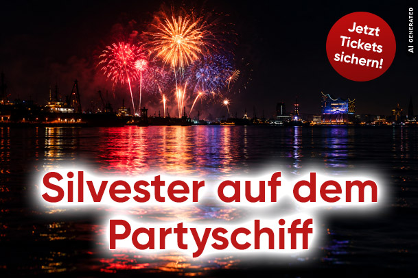 Silvester auf dem Partyboot in Hamburg