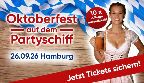 Feiere das Oktoberfest 2026 auf unserem Partyschiff Hamburg