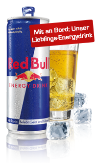 Mit auf der Bootsparty: Red Bull Red Bull