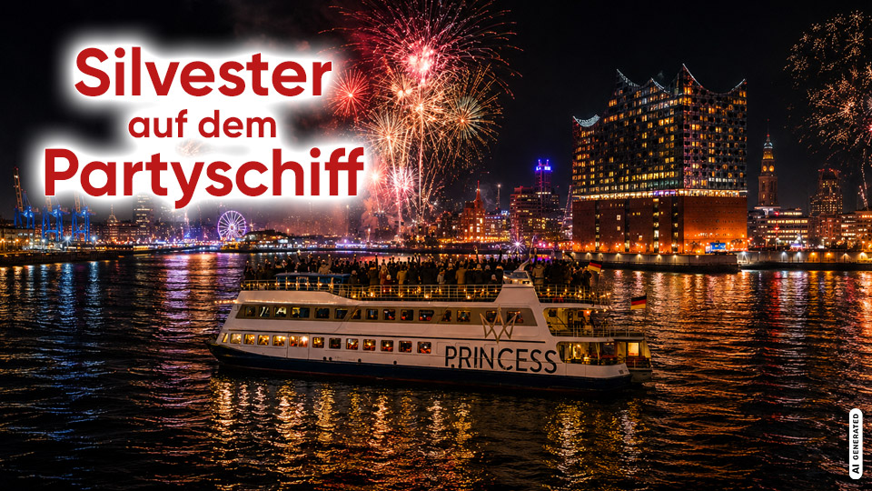 Bootsparty Hamburg am 31.12.2026 - Silvester auf dem Partyboot